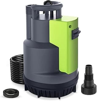 – 550W Submersible Water Pump, 11500L/H Automatic/Mode Control with Integrated Float Switch, Drain Transfer Water from Pond Hot Tub Swimming Pool Rain Barrel Basement, Adapter with Check Valve