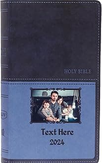 Printualist Personalized Gift Bible Custom Photo & Text, KJV, Navy, Value Thinline, King James Version, Red Letter Edition, Comfort Print, Faux Leather
