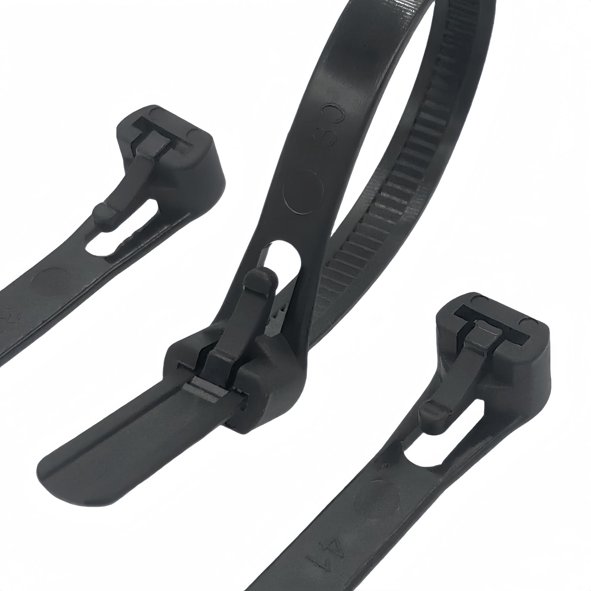 100 Pcs Reusable Releasable Adjustable Nylon Cable Zip Ties(8 Inch,Black)