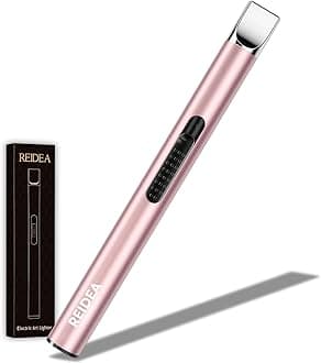 REIDEA Candle Lighter Long USB Rechargeable Arc Windproof Flameless with Safety Switch Buttom for Home Kitchen BBQ Camping Stove