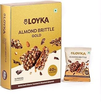 - Almond Brittle Gold Choco Box 14 Pcs (Pack of 1) | Premium Chocolate Gift Hamper|Choco & Nut Dryfruit Delicacy|Roasted California Almonds (40%),Dark Choco,Salted Caramel,Any-Time Snack