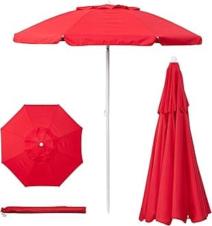 Picnic Time Outdoor Canopy Sunshade Umbrella 5.5", Red