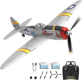 RC Plane P-47 4CH Remote Control Airplane for Adults Ready-to-Fly RC Airplane with 6-Axis Gyro Stabilizer, One Key Aerobatic & 2 Batteries
