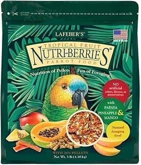LAFEBER'S Tropical Fruit Nutri-Berries Pet Bird Food, Made with Non-GMO and Human-Grade Ingredients, for Parrots, 3 lb