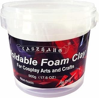 500g Cosplay Foam Clay,Lightweight Sculpting Foam, Air Dry Clay for Cosplay and Costumes,Moldable Foam Clay for Intricate Designs, Cutting or Rotary Tool, Sanding or Shaping (White)