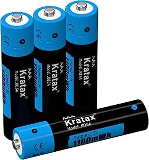 4-Pack 1.5V Rechargeable Lithium AAA Batteries, Kratax 1100mWh High-Capacity Long-Lasting Triple A Battery,1H Ultra Fast Charge,Recharge Cycles Up To 1500x,Constant Output