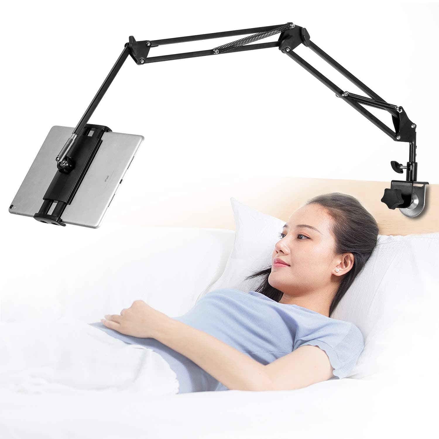 Tablet Stand Adjustable,Foldable Arm Stand for Bed,Aluminum Universal Flexible Tablet Holder with 360 Degree Rotation Compatible with iPad/iPhoneX/iPad Pro/N-Switch,or Other 4.5~12.9 Inches Devices