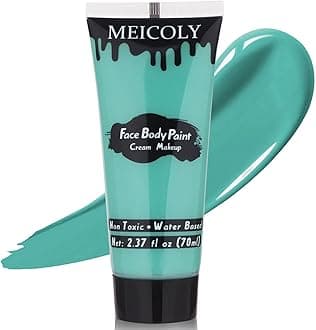 Cream Teal Face Body Paint,2.37Oz Large Tube Water Based Body Paint Face Painting for Adults and Kids,Halloween Face Paint Stage SFX Special Effects,Cosplay Facepaint Peacock Makeup