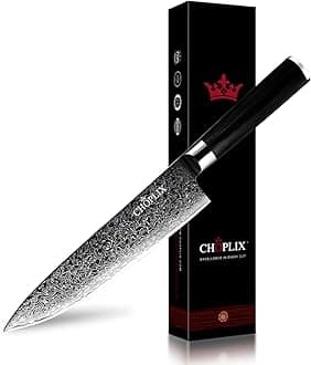 Obsidian Series 8-inch Utility Knife - Professional Chef Knives with Ultra Sharp 67 Layer Damascus Steel Blades, Ergonomic G10 Handles for Precision Cutting, Home Cooking, Chopping & Kitchen Utility