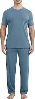 netdraw Men's Ultra Soft Bamboo Viscose Pajama Sets Lightweight Comfy Lounge Sleep Short Sleeve Pjs Sleepwear