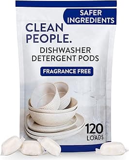 Clean People Dishwasher Pods - Cuts Grease & Rinses Sparkling Clean - Residue-Free - Phosphate Free Dishwashing Pods - Fragrance Free, 120 Pack