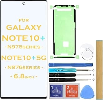 NOTE 10+ Plus Outer Lens Screen Front Glass Replacement for Samsung Galaxy NOTE 10+ Plus N975 Series NOTE 10+ Plus 5G N976 Series 6.8" (Black)