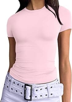 Trendy Queen Womens Basic T-Shirts Scoop Neck Short Sleeve Crop Tops Cute Summer Tops Slim Fit Tees Y2k Clothing 2024