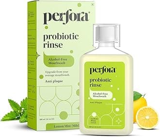 Perfora Lemon Mint Mouthwash - 300ml | Alcohol-Free Mouth Wash Liquid With Probiotics, Hyaluronic Acid, & Vitamin C | Freshens Breath & Removes Germs | No Artificial Flavor | Mouthwash For Oral Care
