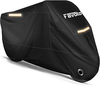 Favoto Motorcycle Cover Waterproof Outdoor All Season Weather Sun Rain Protection Night Reflective with Lock-Holes & Storage Bag Fits up to 96.5" Motorcycles Powersports Vehicle Cover