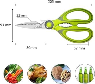 Acelone Kitchen Shears, Premium Heavy Duty Shears Ultra Sharp Stainless Steel Multi-function Kitchen Scissors for Chicken/Poultry/Fish/Meat/Vegetables/Herbs/BBQ… (Light Green)
