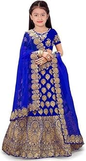 Girl's Taffeta Satin Semi Stitched Heavy Work Lehenga Choli Indian Etheric wear for Girls 5-15 Years