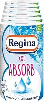 Regina XXL Absorb Kitchen Roll - 6 Rolls | 75 Extra Large Sheets per Roll |2 Layers for Increased Absorbency | for Extra Big Spills | FSC Certified Product