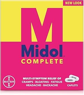 Midol Complete Menstrual Period Symptoms Relief - Cramps Pain Headache and Bloating Caplets, 24 Count