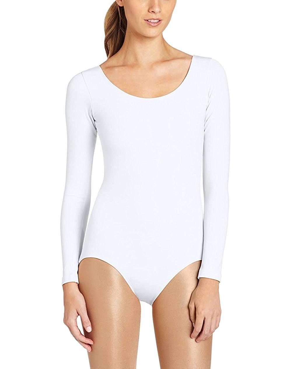 FAIMILORY Women's Basic Solid Scoop Neck and V Neck Bodysuit Stretch Leotard