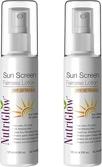 NutriGlow Liquorice Sunscreen SPF 40 PA+++ | No White Cast, Matte Finish | Tan Removal + Brightening | Non-Greasy Broad Spectrum UVA/UVB & Blue Light Protection | For Men & Women, All Skin Types | 120ml (Pack of 2)