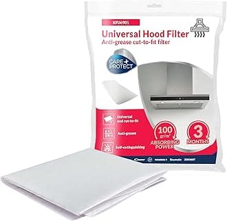 – Care+Protect Cooker Hood Filter - Universal - Cut-to-Size - Anti-Grease - Anti-Odour - Self-Extinguishing - Size 47x97 cm - Absorbency 100 g-sq-m