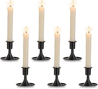 Black Candlestick Candle Holders for Taper ：6 PCS Romadedi Candle Stick Holder Set Vintage Table Centerpiece Halloween Decoration Wedding Christmas Fireplace Mantel Home Deocr