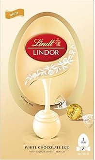 Lindt Lindor White Chocolate Easter Egg 260g – White Chocolate Truffles with a Smooth Melting Filling – Elegant Easter Chocolate Selection – Easter, gift