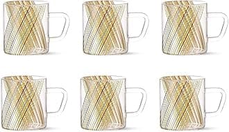 Borosil Classic Prism 6 Pcs Tea n Coffee Borosillicate Glass 210 ml Mug Set | Microwave Safe | Scratch Resistance | Lightweight | for Chai, Green Tea, Milk
