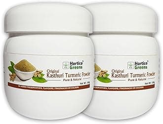 HorticoGreens Natural Haldi Kasturi Turmeric/Kasturi Manjal/Musk,Wild & White Turmeric/Jangli Haldi/Curcuma aromatica Powder | 100 Grams (100 gm pack of 2)