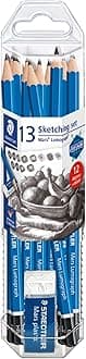 STAEDTLER Mars Lumograph Graphite Artist Pencil Pack, 12 Degrees (8B, 7B, 6B, 5B, 4B, 3B, 2B, B, HB, F, H, 2H), Mars Plastic Eraser, 61 100 P