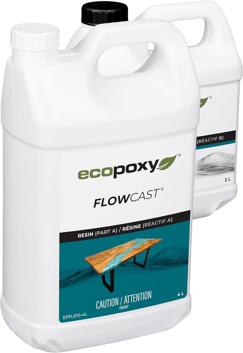 EcoPoxy FlowCast Deep Pour Epoxy Resin Kit - 1.59 Gal / 6L: UV & Yellowing Resistant, Bio-Based Resin | Water Clear Epoxy for River/Ocean Tables and other Deep Casting Bubble Free Epoxy Projects