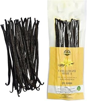 ESSENCE FOOD & BEVERAGE 25 Tahitian Vanilla Beans for Making Vanilla Extract, Vanilla Beans Grade A, Papua Vanilla Beans Extract, Perfect Homemade Extract, Baking and Cooking (25 BEANS)