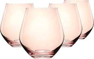 GodingerWine Glasses, Stemless Wine Glasses, Red Wine Glasses, Drinking Glasses, European Made Stemless Wine Glass - Blush, 17oz, Set of 4