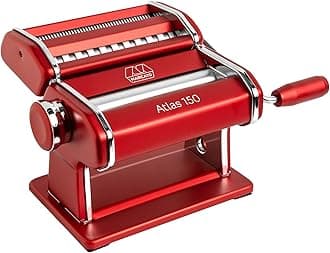 Marcato Atlas Pasta Machine, Made in Italy, Black, Includes Pasta Cutter, Hand Crank, and Instructions Red MC002477