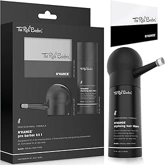 The Rich Barber N'Hance Pro Barber Kit I - Professional 3-in-1 Hair & Beard Styling Set - Keratin-Infused Hair Building Fibers, Applicator Pump, Application Card - Hairline Enhancer & Volumizing Spray