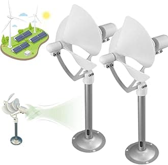 Liam F1 Mini Urban Wind Turbine, Archimedes Liam F1 Uwt Small Silent Wind Turbine for Home Farm, Micro Spiral Vertical Wind Generator, Portable Wind Permanent Magnet Generator Model(White-2PCS)