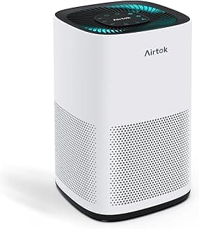– AIRTOK Air Purifiers for Home Pets in Bedroom, Covers Up to 1190 Sq Ft. H13 HEPA Air Cleaners With Sleep Mode 3 Fan Speed, Removes 99.97% of Particles, Pets Dander Hair Smoke and Dust, Ultra-Quiet