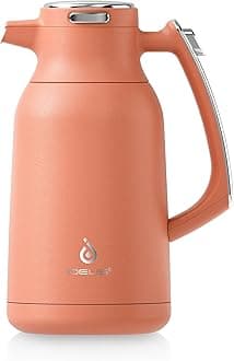 Thermal Coffee Carafe 68oz (2,000ml), Stainless Steel Double Wall Insulated Vacuum Flask, Water Jug Coffee Server and Beverage Dispenser, Heat and Cold Retention (Coral, 68oz (2,000ml))