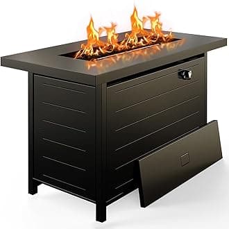 Ciays 42 Inch Gas Fire Pit Table, 60,000 BTU Propane Pits for Outside with Steel Lid and Lava Rock, 2 in 1 Firepit Table Gatherings Parties on Patio Deck Garden Backyard, Black