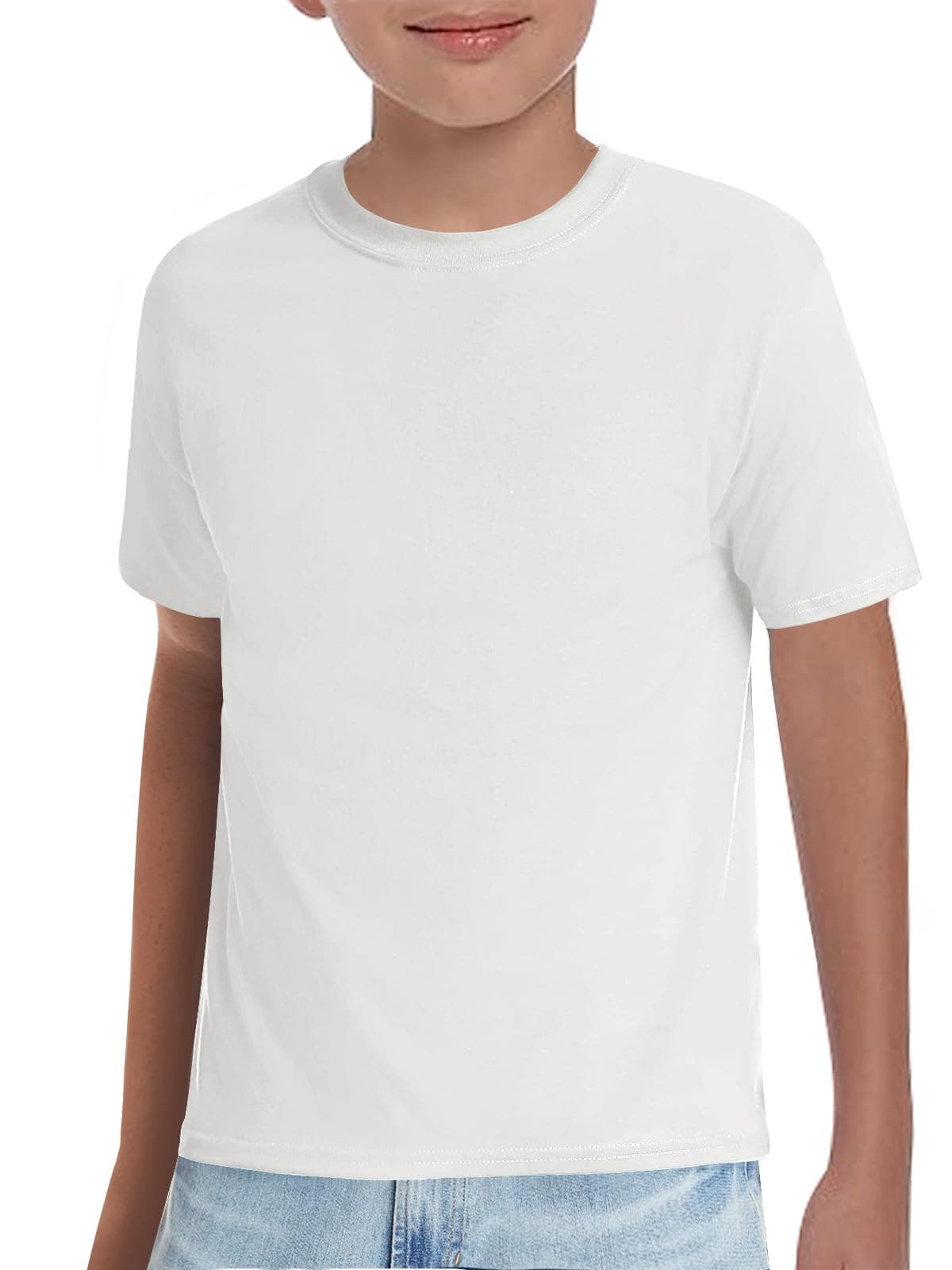 Haloumoning Boys T-Shirts Kids Short Sleeve Crewneck Solid Basic Tees Casual Tops 5-14 Years