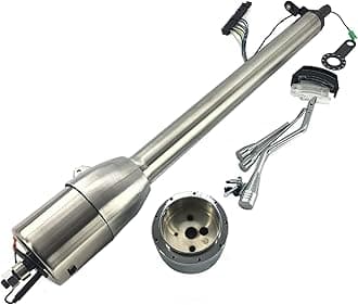 Stainless Steel Tilt Automatic 28" No Key Steering Column Shift Indicator w 9 Hole Wheel Adapter