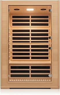 2 Person Far Infrared Sauna, 1800W Low EMF Wooden Infrared Sauna Room for Home, 8 Heating Panels Therapy Sauna with Hemlock Wood, Indoor Sauna Spa for Relaxation, Muscle Relief (Double Person Sauna)