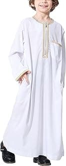 AomesincIslamic Boys Jubba Thobe, Saudi Arabia Islamic Clothing, Fashion Boy’s Muslim Long Sleeves Kids Robe