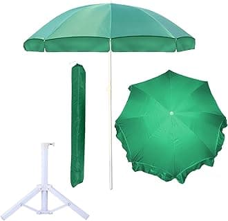 OUTO Outdoor Garden Umbrella with Stand Holder Big Size Waterproof Heavy Duty Cloth Balcony Shedding Cantilever Patio Canopy for Rain & Sunshade Protection (6ft Height/36in Rib Arm Length, Dark Green)