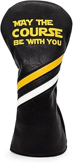 Golf Headcovers Golf Club Head Covers May The Course Be with You Style Elegant Embroidery Premium Leather Driver Fairway(FW) Wood Hybrid(UT) with Number Tags, Golf Mallet Putter Cover
