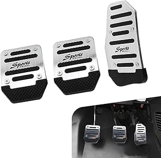 Shakas 3 PCS Car Pedal Kit, 5.7" x 3.15" Acceleration + 2.6" x 3.54" Clutch Brake Thickened Alloy Anti Slip Tape Pedal, Replacement Modification Parts, for Most Manual Transmission Cars (Silver)