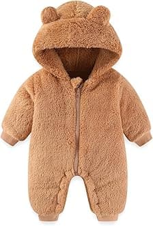 Newborn Baby Bear Outfit Suit Girls Boys Fleece Jumpsuit Romper Hooded Winter Snowsuit Clothes