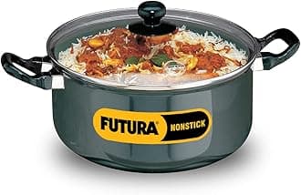 Hawkins Futura 5 Litre Cook N Serve Stewpot, Non Stick Pot with Glass Lid, Cooking Pot with Lid, Black (Nst50G), 5 Liter