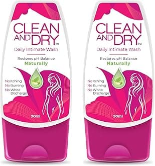 CLEAN & DRY| Daily intimate wash| Hygiene for Women, Vaginal Wash, Smooths Skin | Anti-Bacterial and prevents infections | Restores pH Balanace| No itching, Burning, white Discharge| 90ml pack of 2